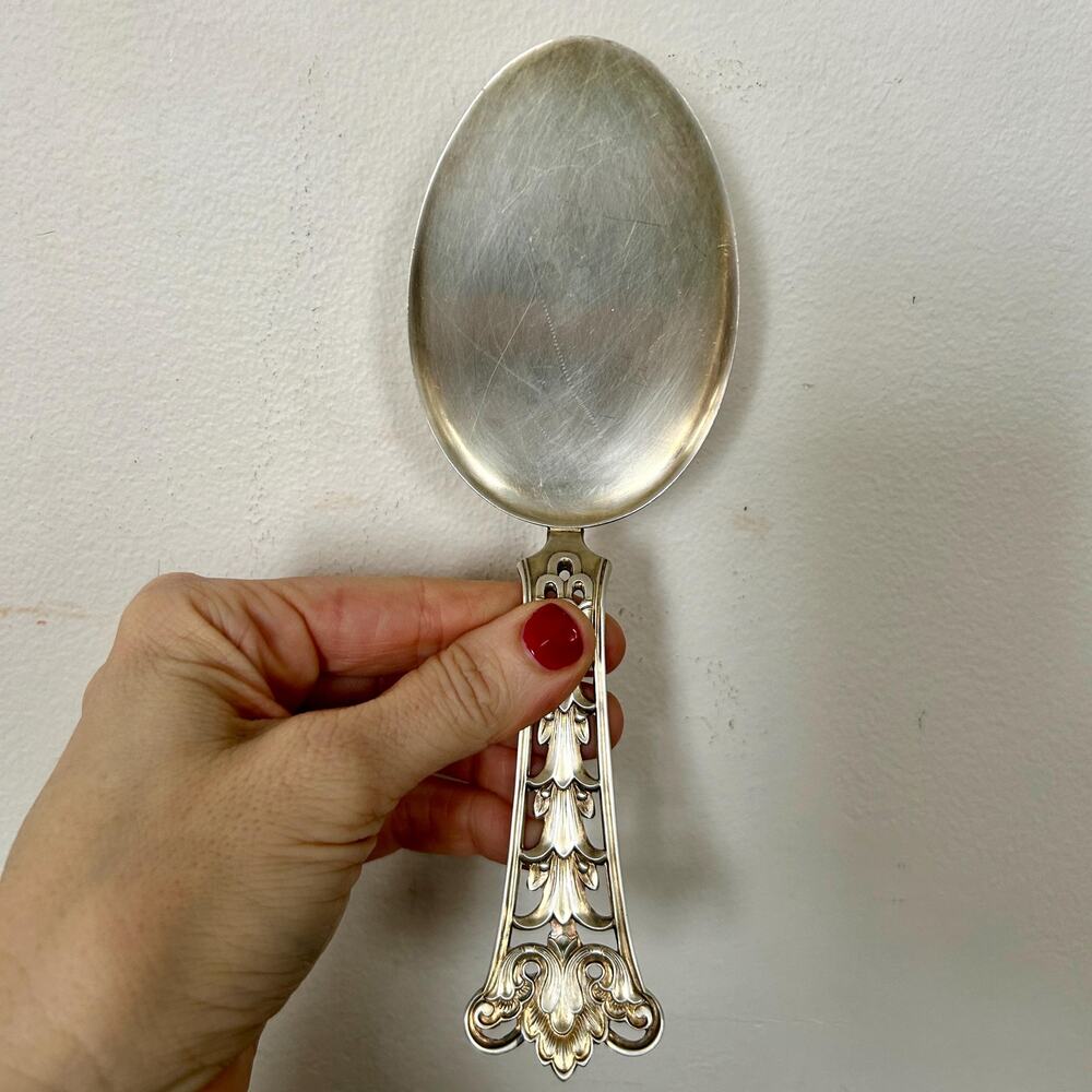 Vintage Th. Olsen Norwegian Sterling Silver Serving Spoon, 925 Berry Spoon